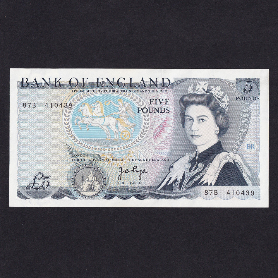 Bank of England (B334) Page, £5, 87B, Good EF