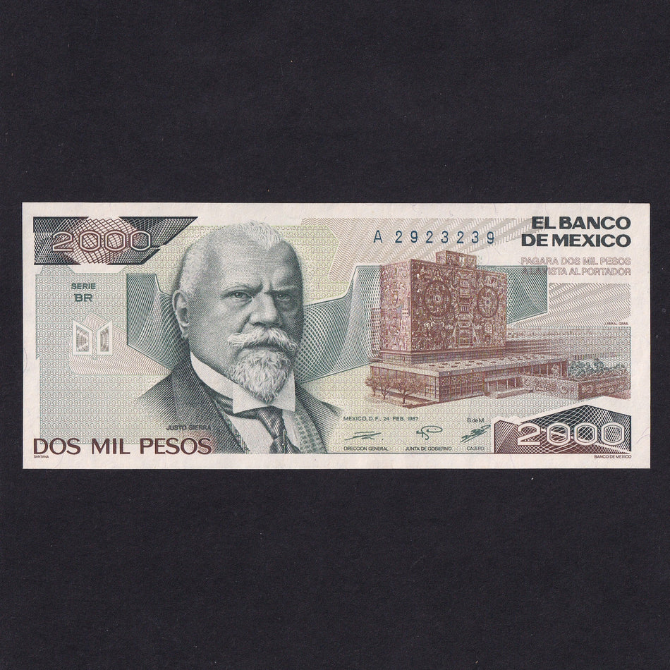 Mexico (P86b) 2000 Peso, 1987, UNC
