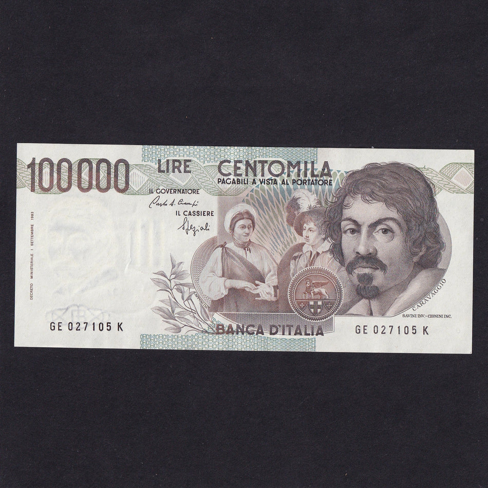 Italy (P110b) 100,000 Lire, 1983, Clampi/ Speziali, GE 027105K, EF