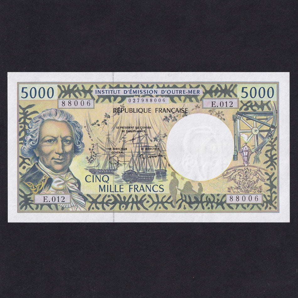 French Pacific Territories (P3g) 5000 Francs, no.88006, signature 9, UNC