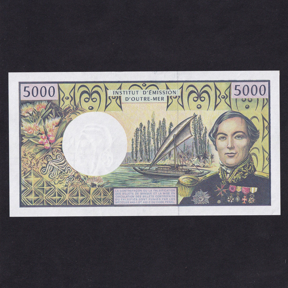 French Pacific Territories (P3g) 5000 Francs, no.88006, signature 9, UNC