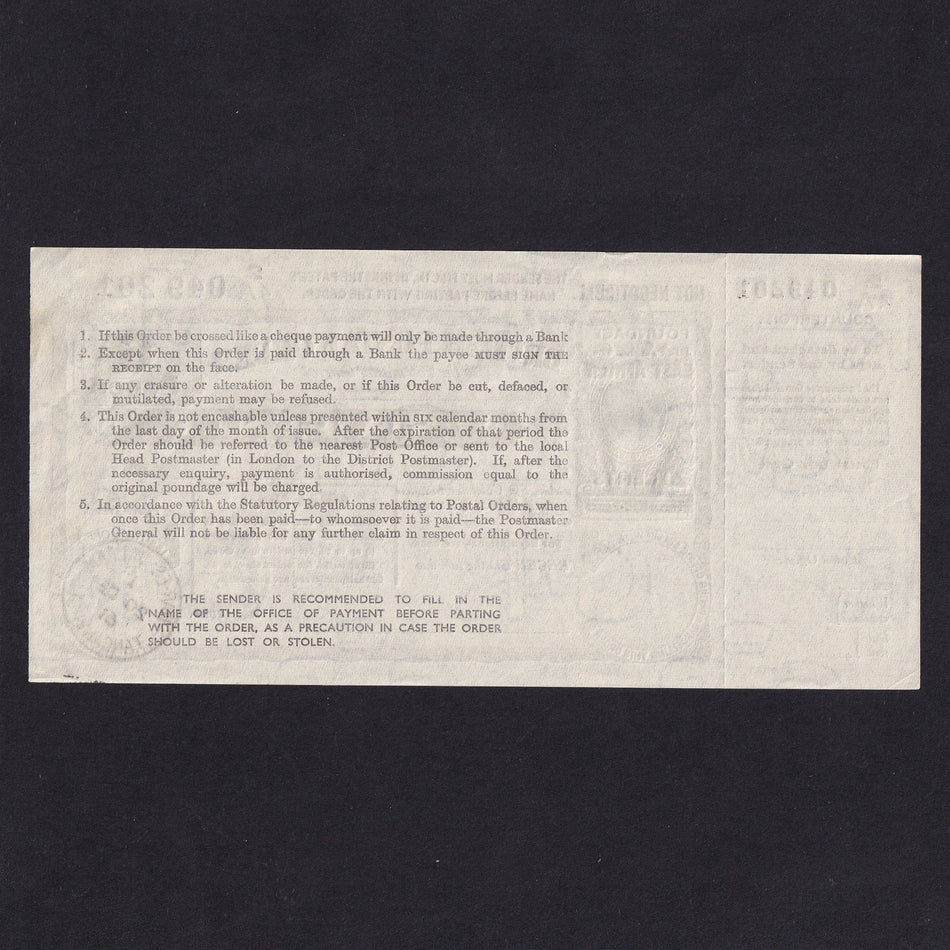 East Africa, 6 Pence postal order, 1961, Dar-es-Salaam, with counterfoil, no.2 4A, A/UNC