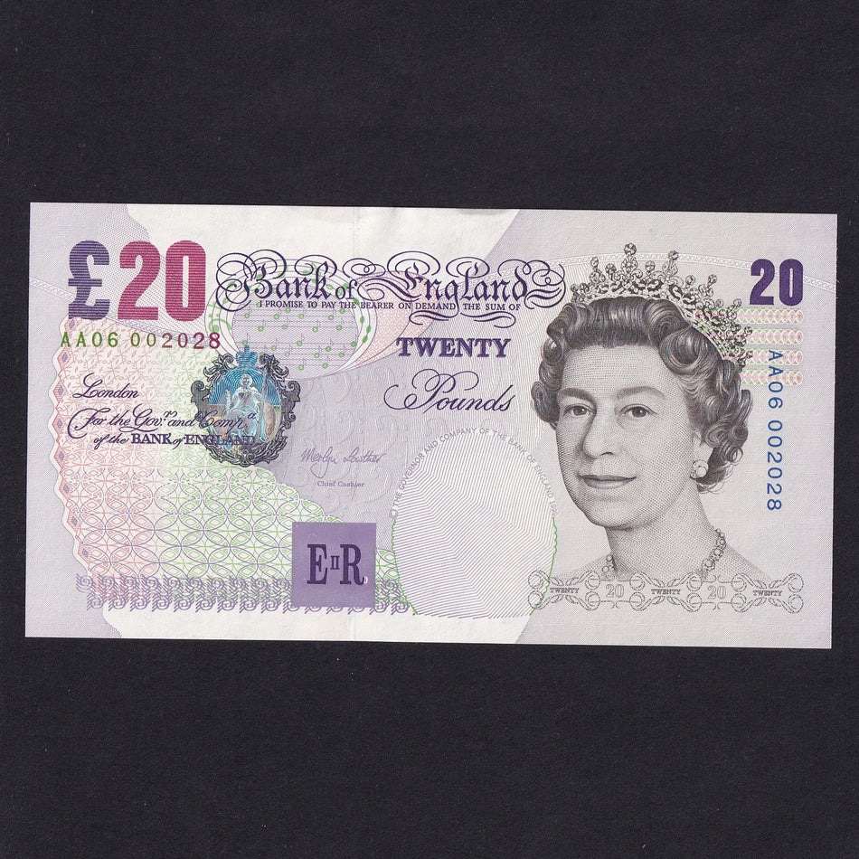 Bank of England (B386) Lowther, £20, AA06, Elgar on reverse, UNC