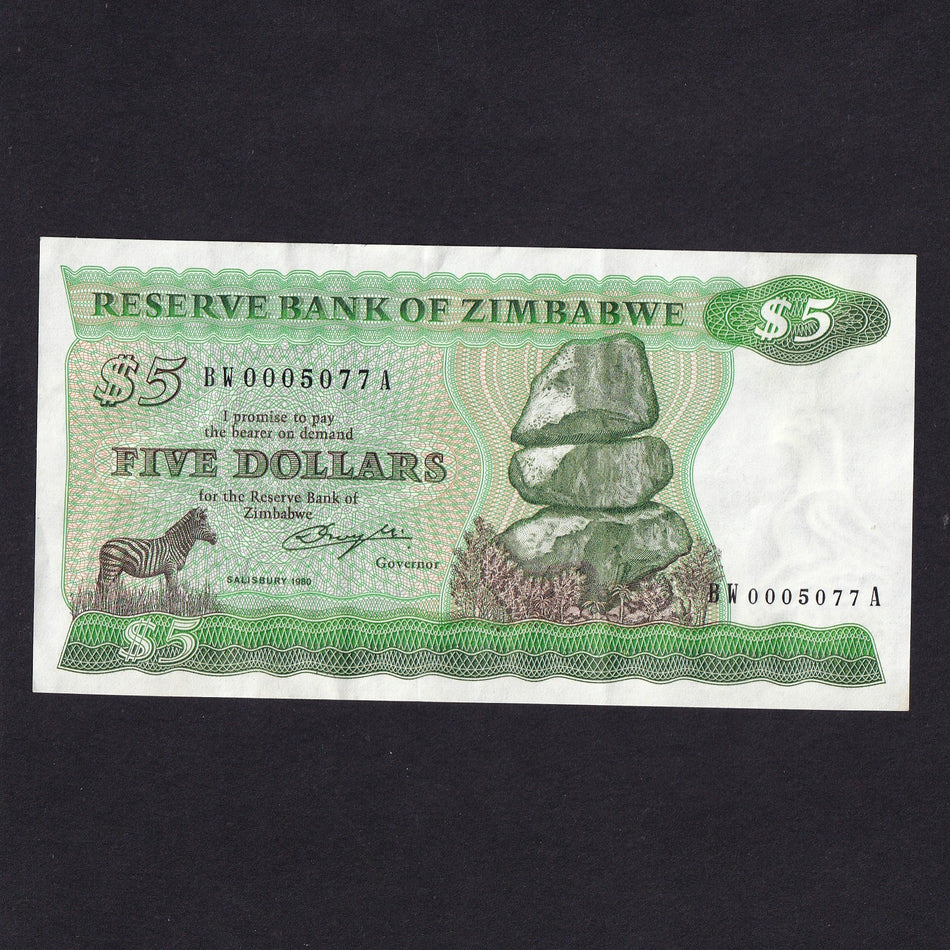 Zimbabwe (P2aR) $5 replacement, 1980, BW 0005077A, EF