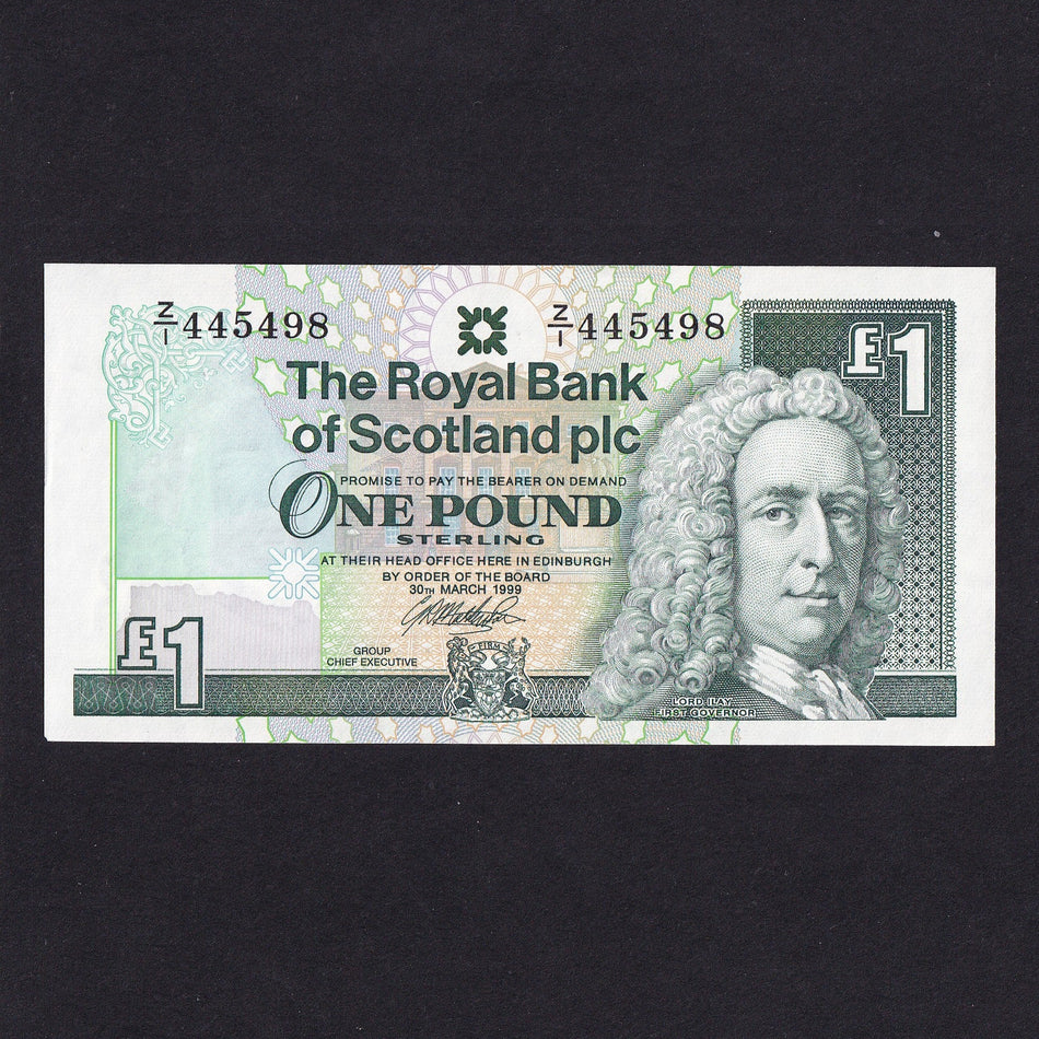Scotland (P351d) Royal Bank of Scotland, £1 1999 replacement, Matthewson, Z/1, UNC