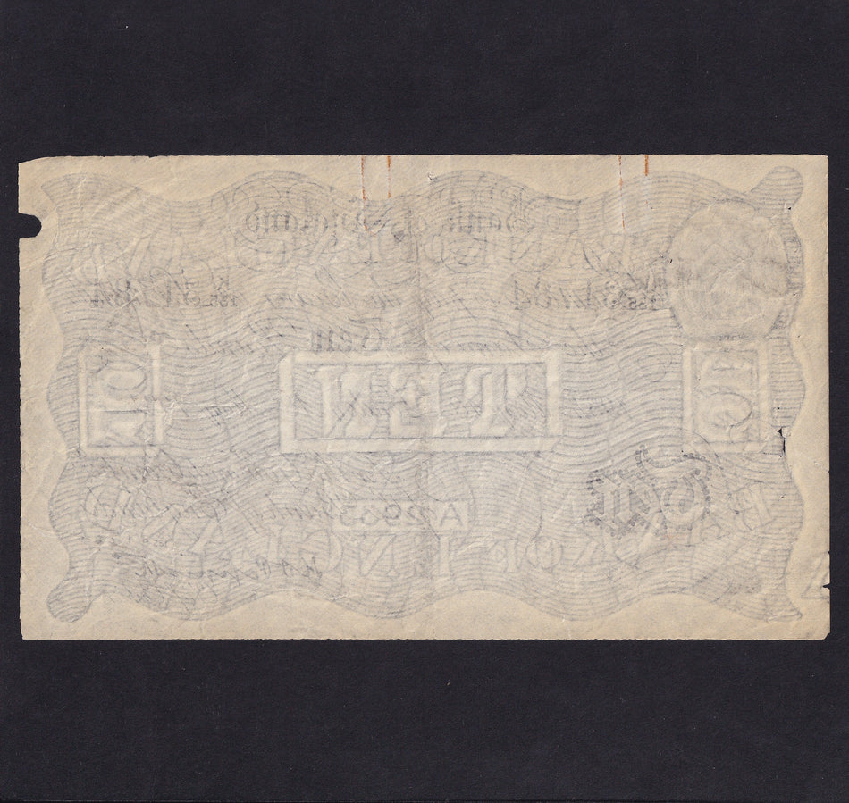 Operation Bernhard - Nazi forgery 1942-44, Peppiatt , £10, 18th May 1934, K155 31784, rust, Fine