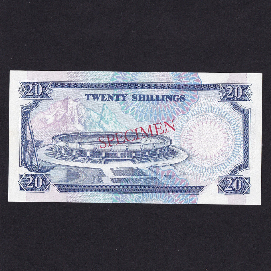 Kenya (P25a) 20 Shillings specimen, 12th December 1988, F/28 000000, UNC