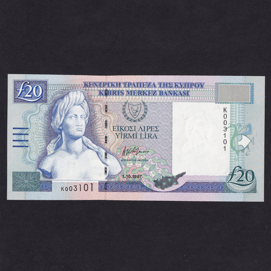 Cyprus (P63a) £20, 1st October 1997, K003101, signature 3, UNC