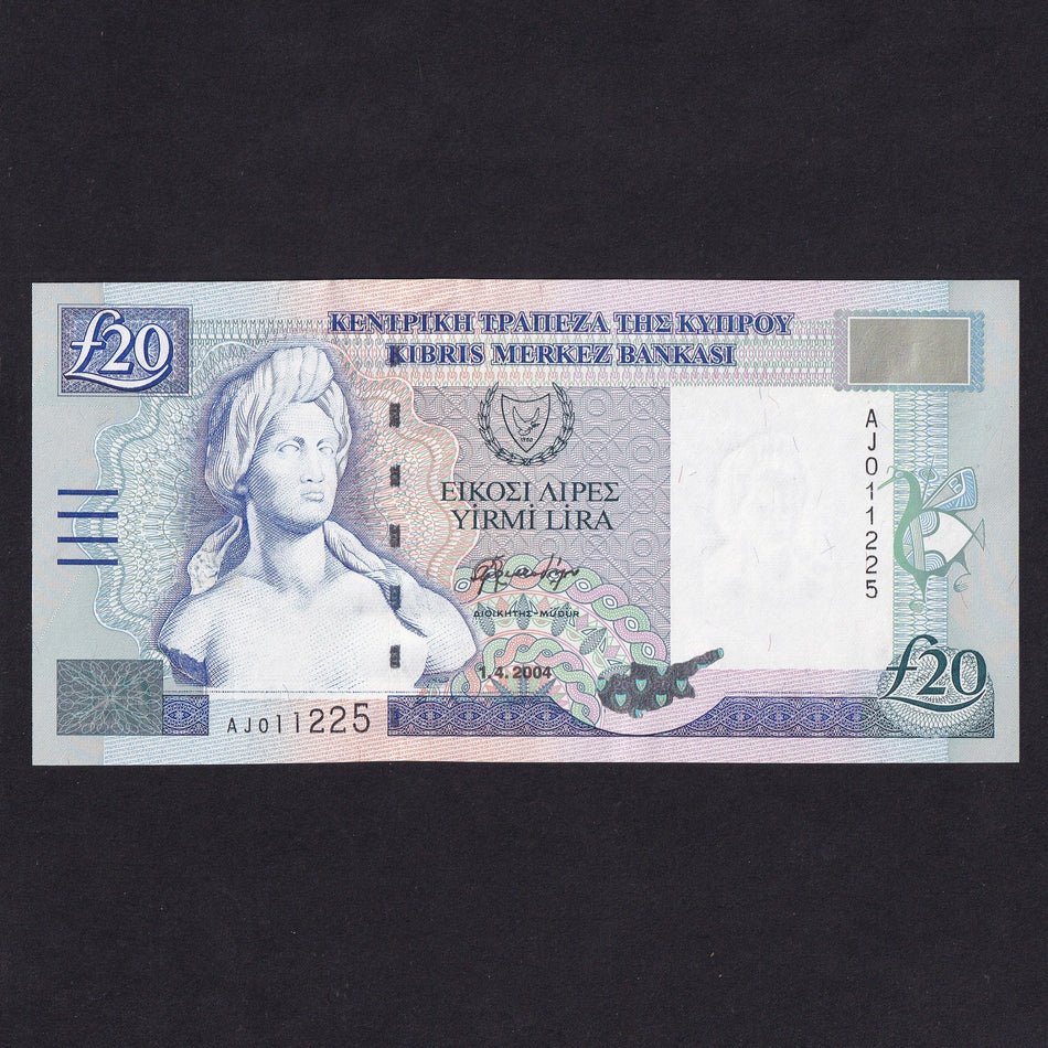 Cyprus (P63c) £20, 1st April 2004, AJ011225, signature 4, UNC