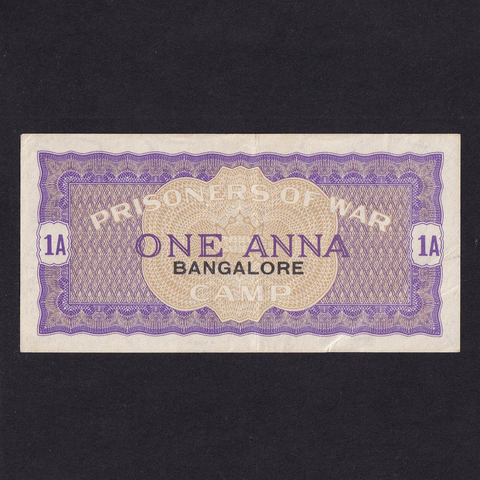 India, One Anna, WWII POW camp, Bangalore, 1A, type 2, Campbell no.5083, Good VF