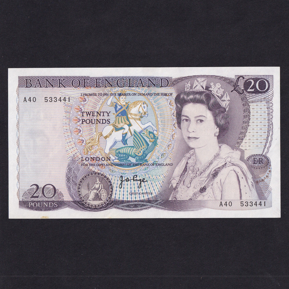 Bank of England (B328) Page, £20, A--, rust marks, Good EF