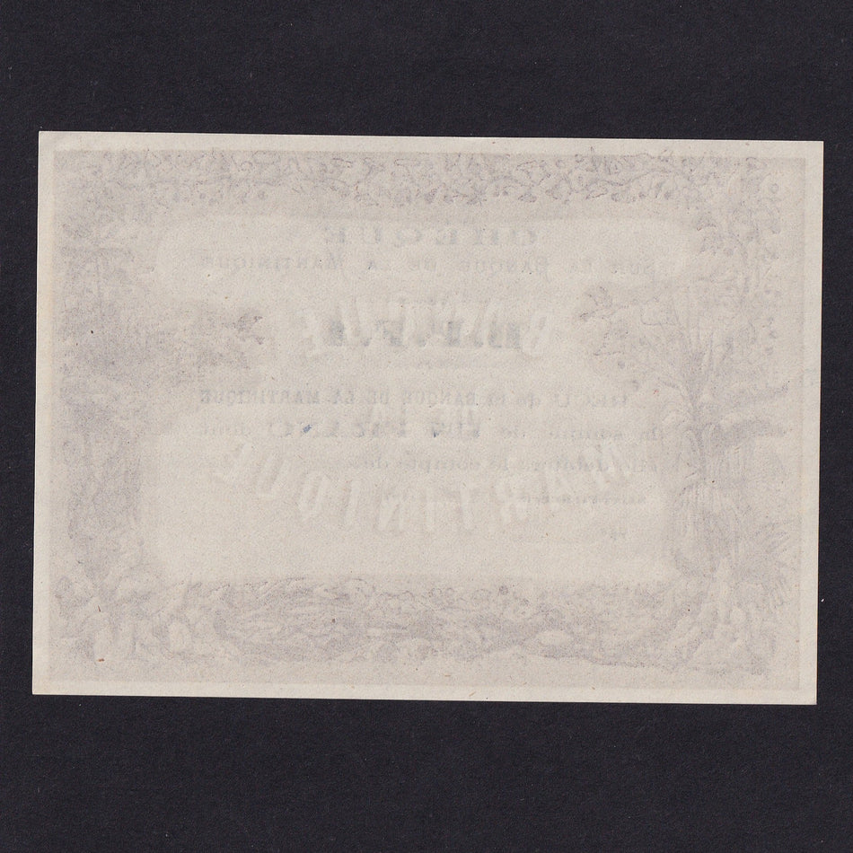 Martinique (P5A) 1 Franc, 187x, unissued, found on floor of bank after volcano erupted, A/UNC