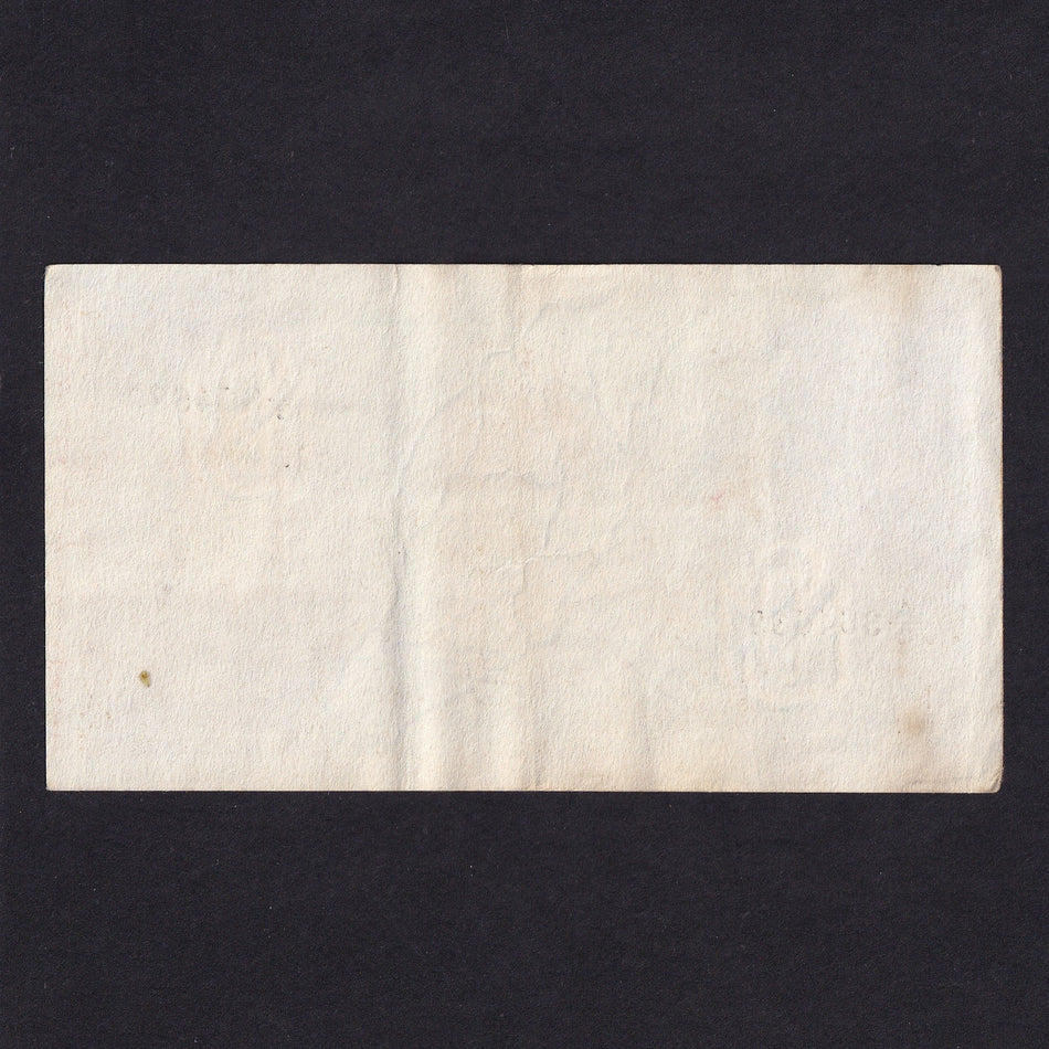 Malta (P17c) 2 Shillings, 1942, KGVI, A/3 but watermark of map of Malaya, rust, VF