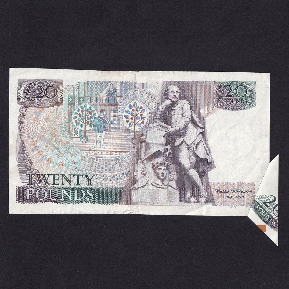 Bank of England (B355) Gill, £20 error, extra paper, 25M, EF
