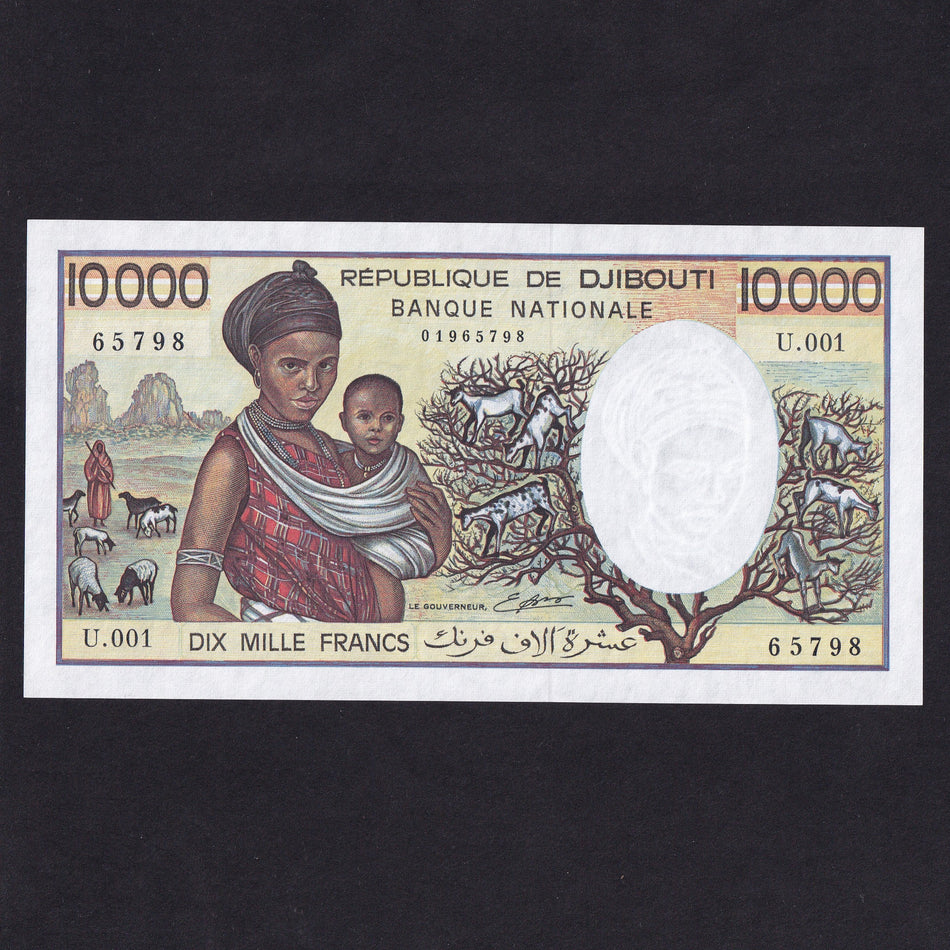 Djibouti (P39) 10,000 Francs, 'Le Gouverneur' signature, UNC