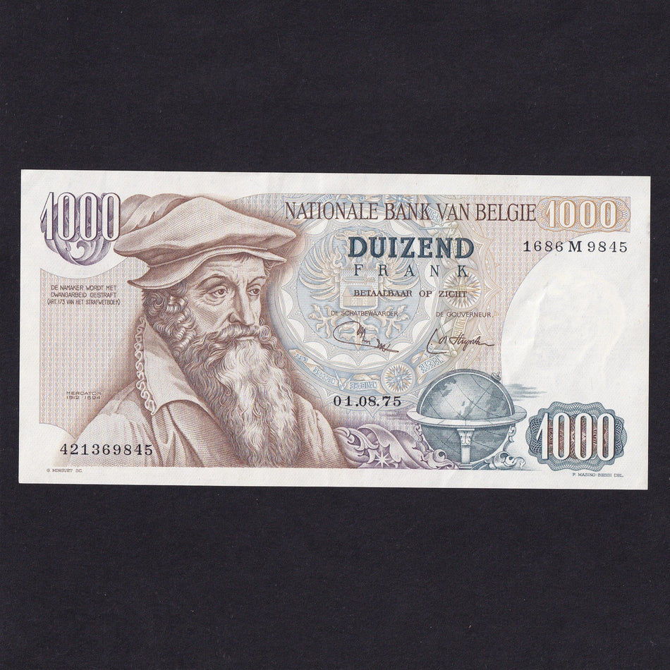 Belgium (P136b) 1000 Francs, 1st August 1975, 1686M9845, UNC