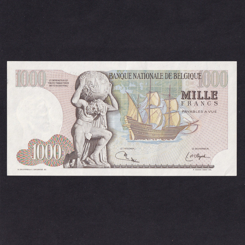 Belgium (P136b) 1000 Francs, 1st August 1975, 1686M9845, UNC