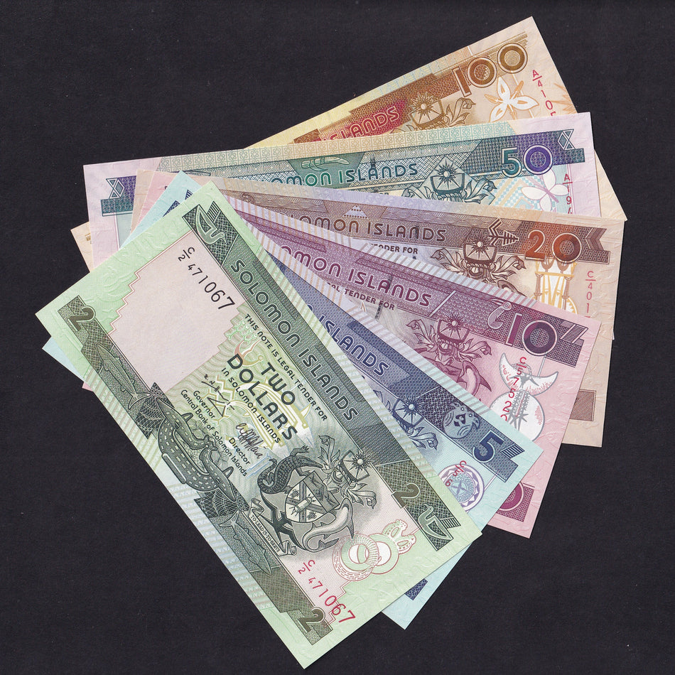 Solomon Islands (P25-30) $2-$100 set (6 notes), 2006, UNC