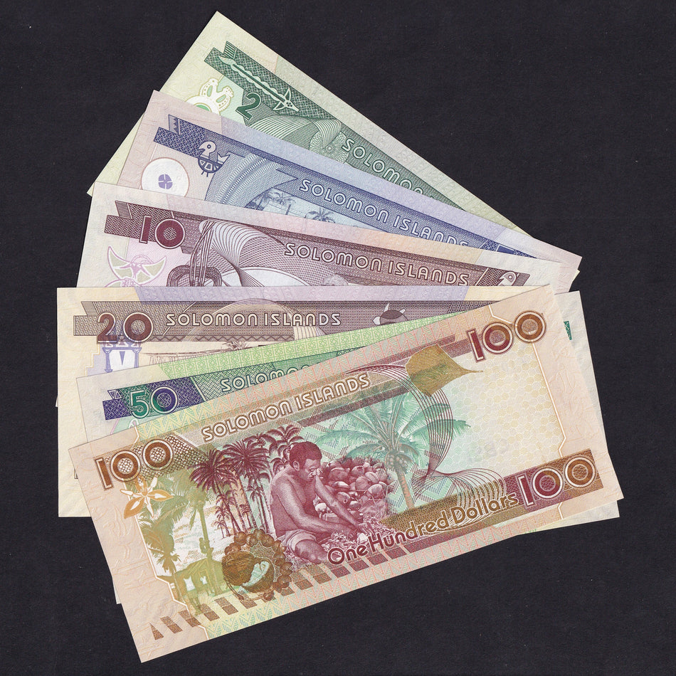 Solomon Islands (P25-30) $2-$100 set (6 notes), 2006, UNC