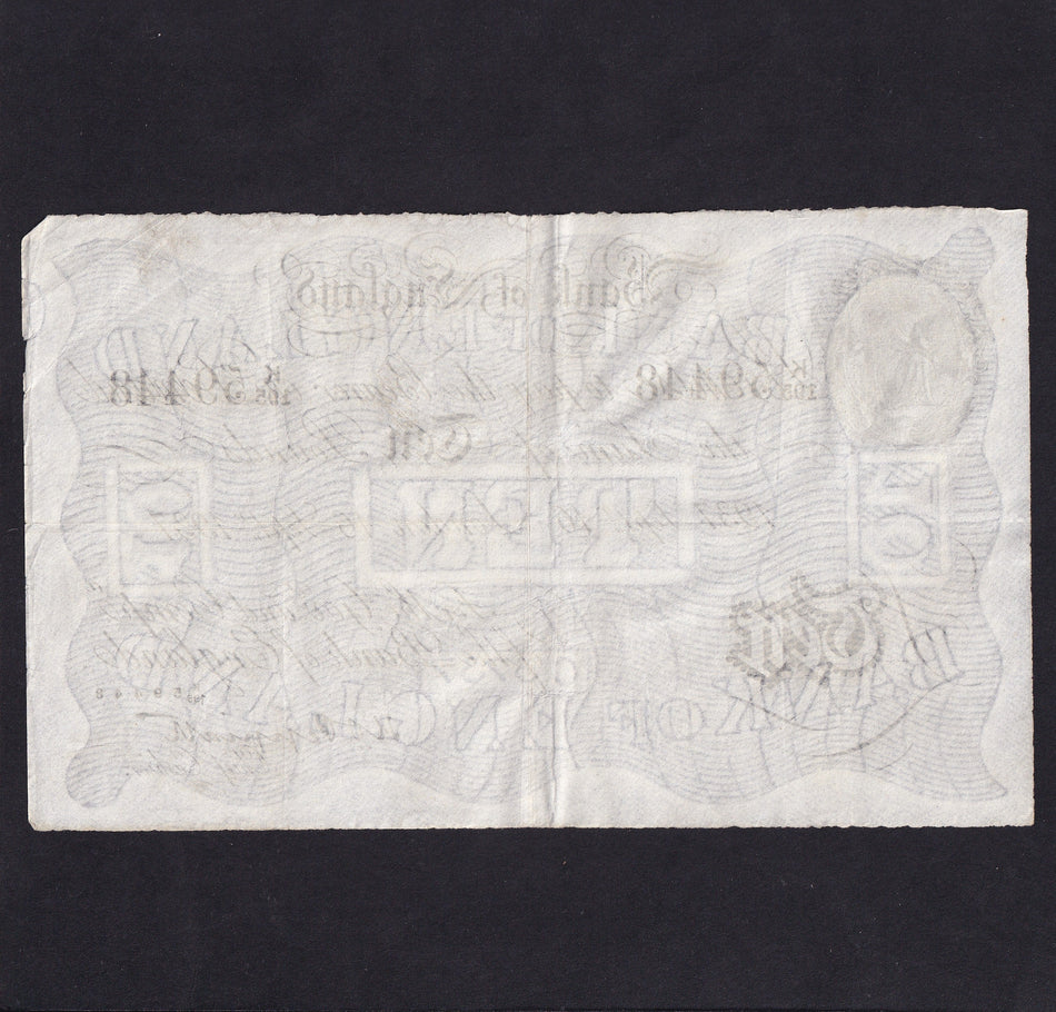 Operation Bernhard - Nazi forgery 1942-44, Peppiatt, £10, 16th September 1937, K195 59448, VF