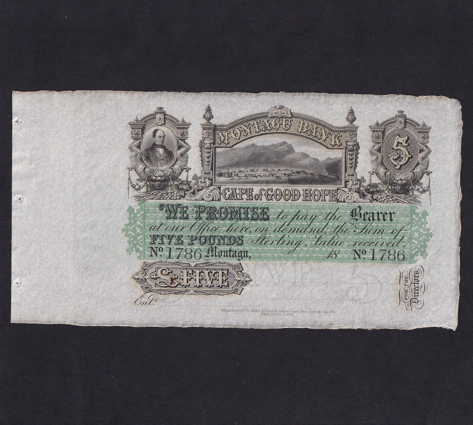 South Africa (PS231) £5, 18xx, Montagu Bank, unissued, Good EF