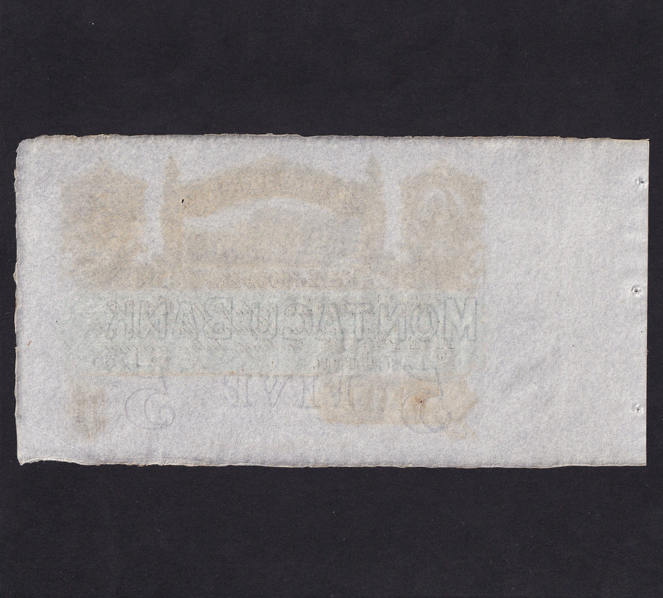 South Africa (PS231) £5, 18xx, Montagu Bank, unissued, Good EF