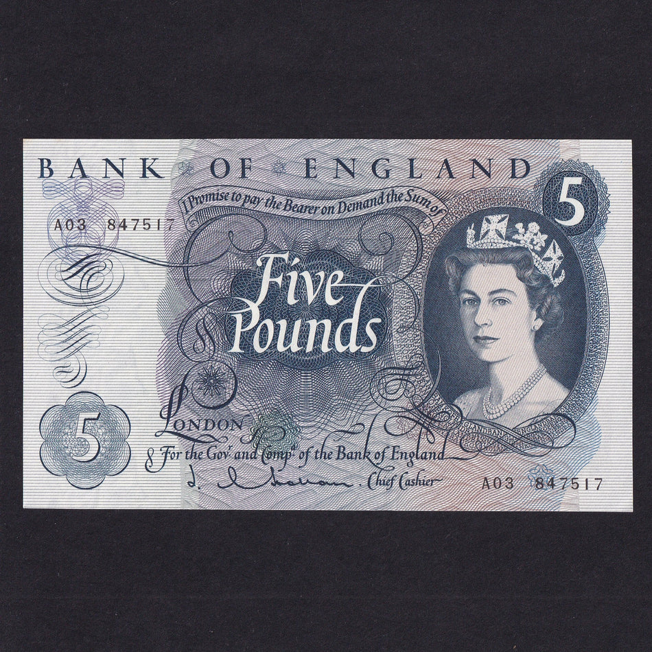 Bank of England (B297) Hollom, £5, A03, UNC