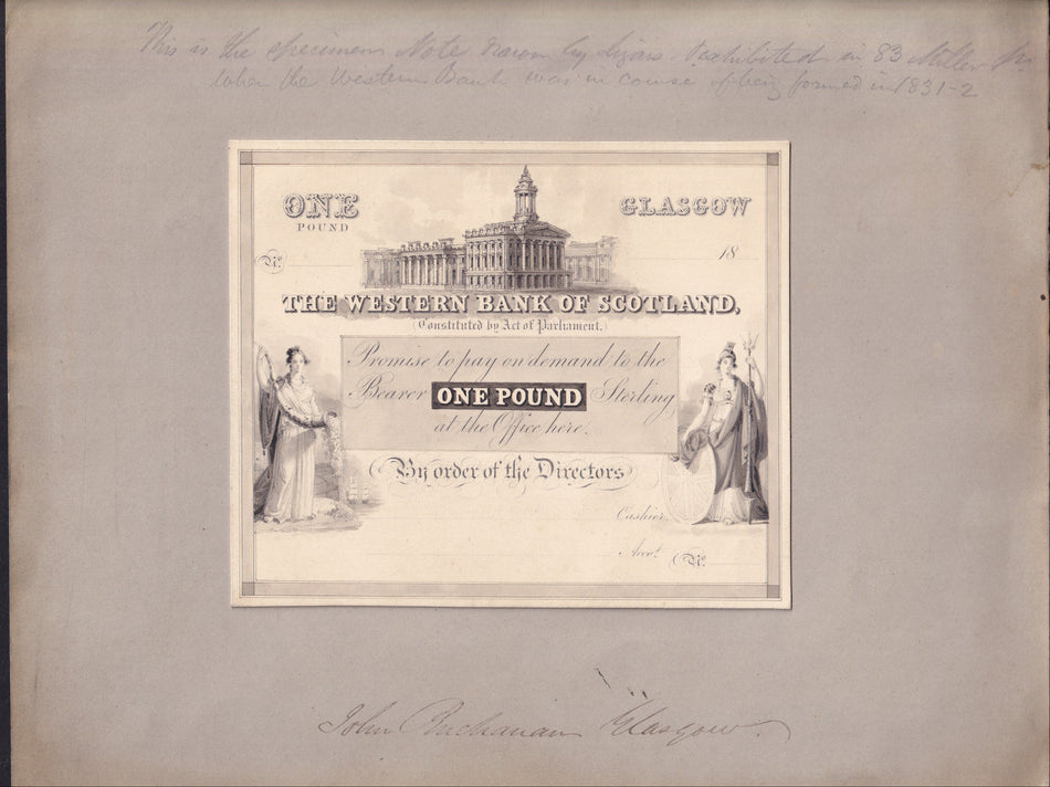 Scotland, Western Bank of Scotland, £1 original artwork on card, WE1
