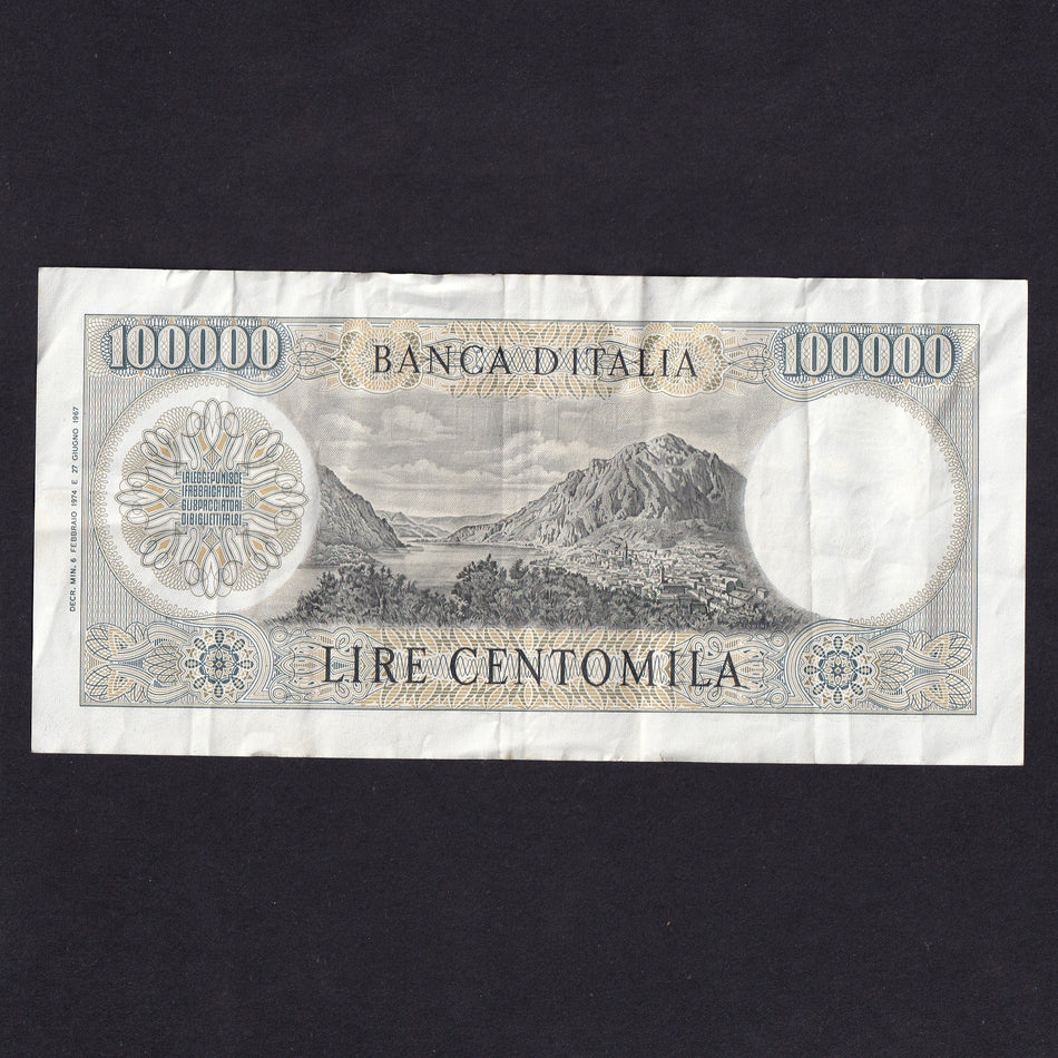 Italy (P100c) 100,000 Lire, 1974, Cari/ Barbarito, VF
