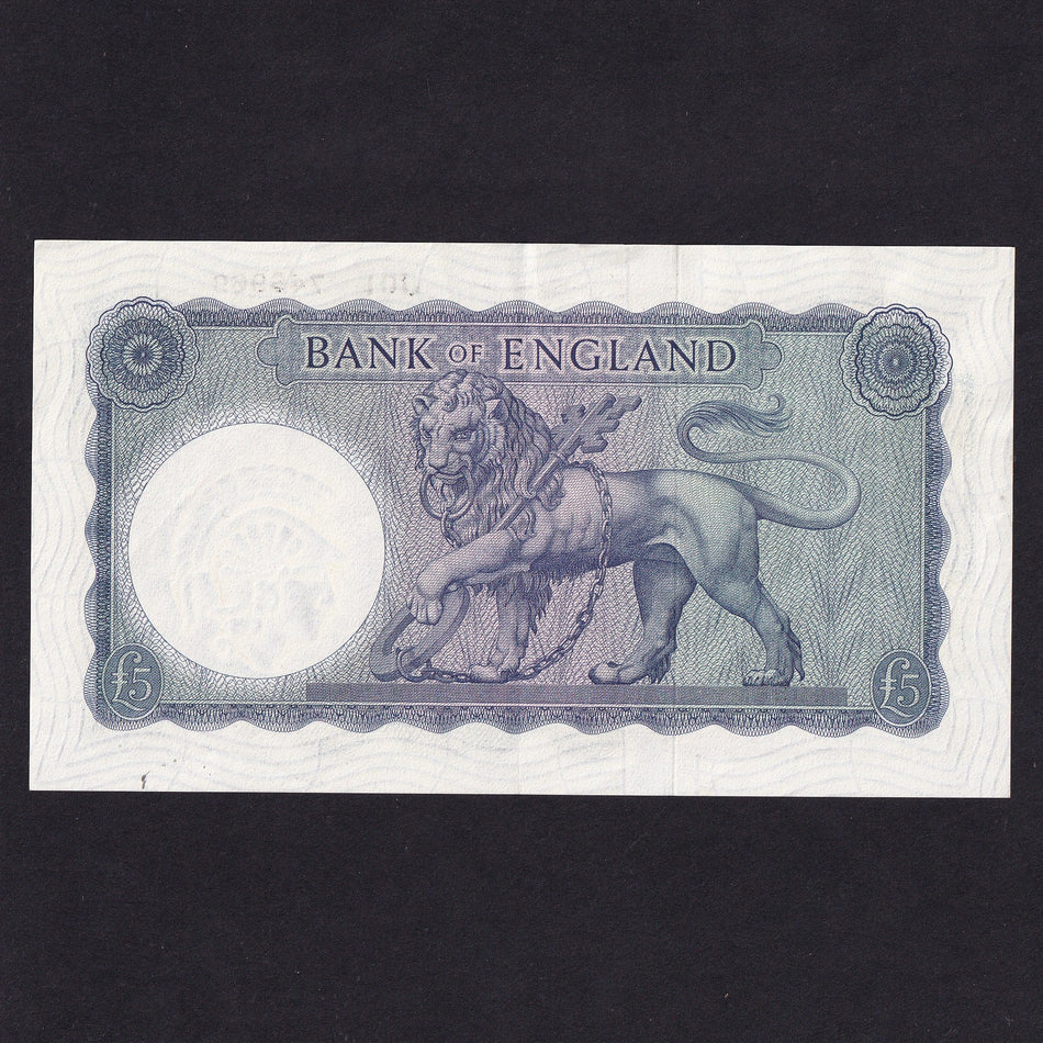 Bank of England (B280) O'Brien, £5, J01, first million of mid-prefix, EF