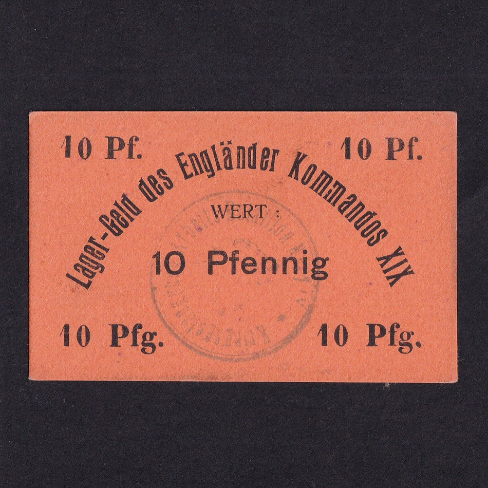 Germany, 10 Pfg., WWI, Lager-Geld Englander Kommandos XIX Camp for English Commando's