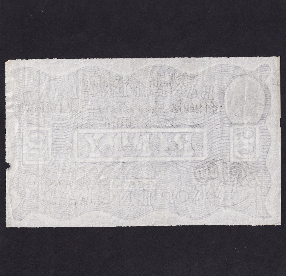 Operation Bernhard - Nazi forgery 1942-44, Peppiatt, £50, 15th May 1935, 54/N 19063, EF