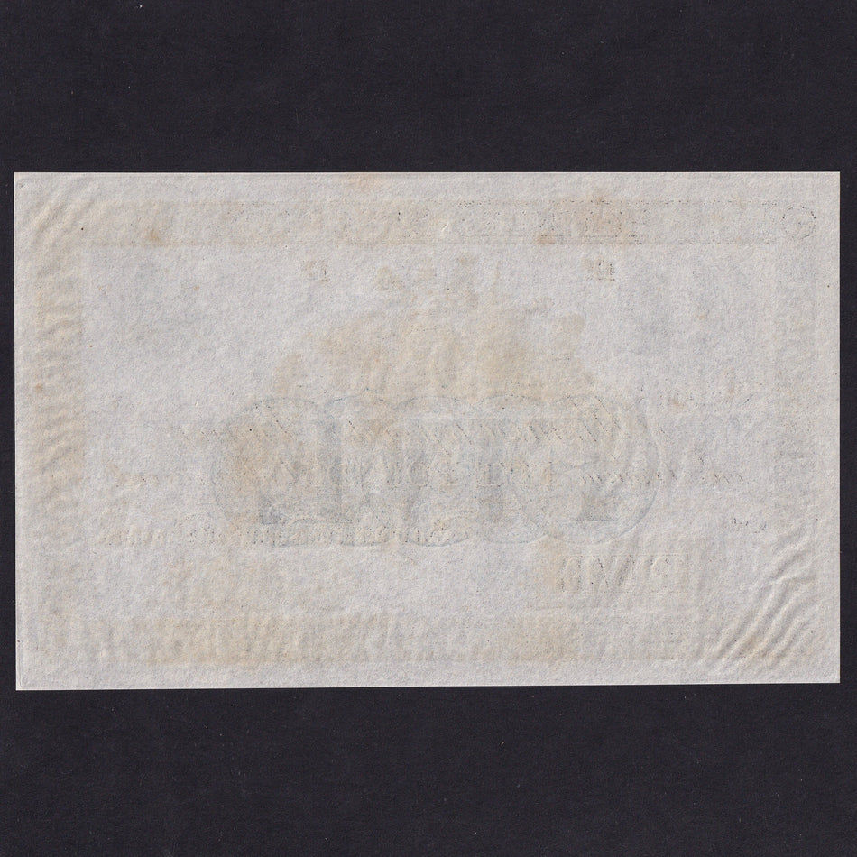 Perkins, Bacon & Petch £5 Bankers Specimen, 1830s, with blue FIVE in underprint, George IV, EF