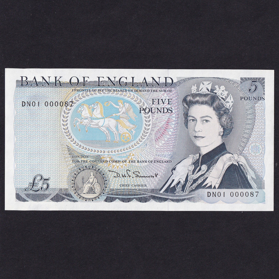 Bank of England (B343) Somerset, £5, first million & superb low serial, DN01 000087, UNC