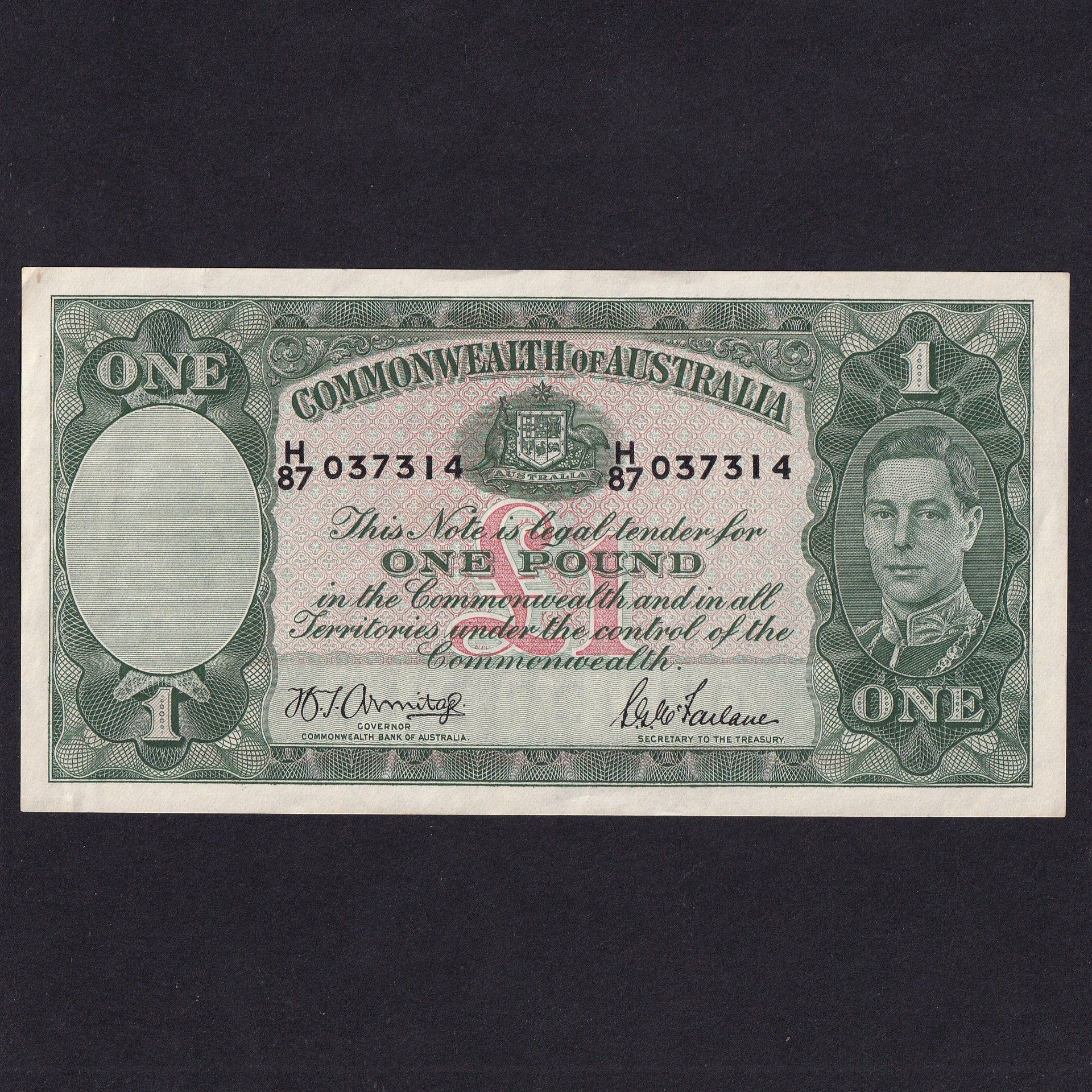 Australia (P26b) £1, Armitage/ McFarlane, H87 037314, dark green print, Good EF