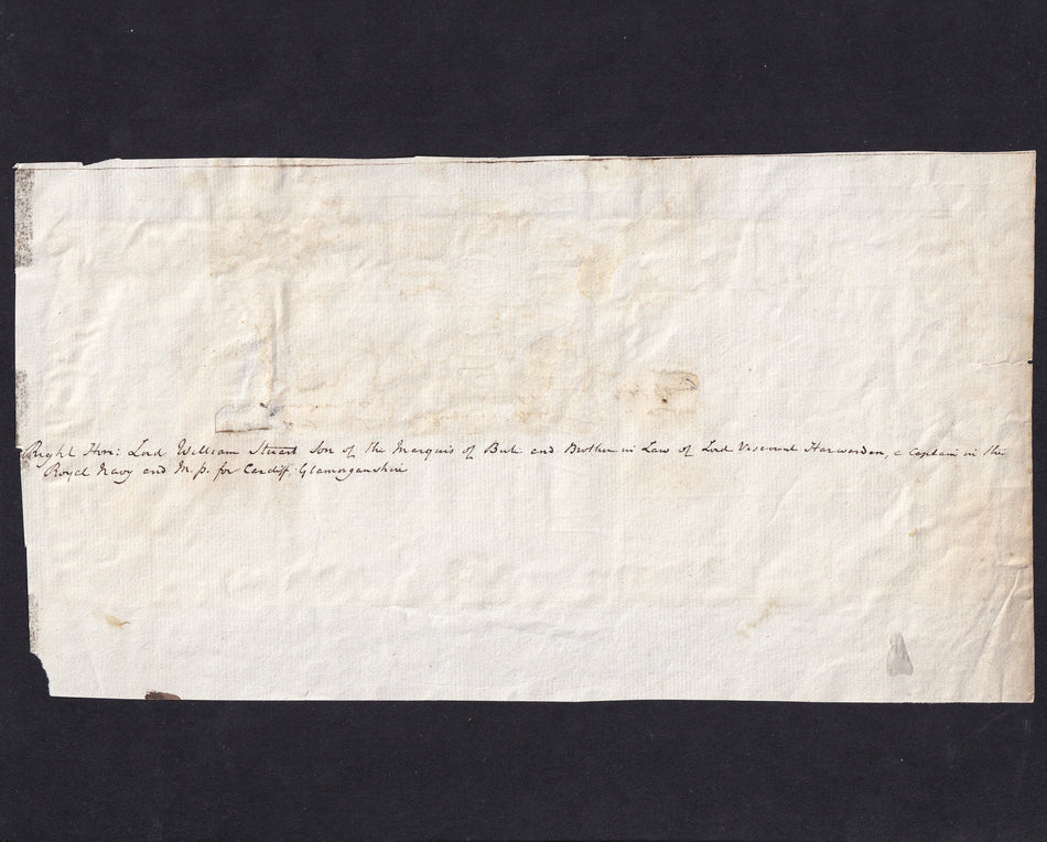 Skit note- Scale-de-Cross Bank, Two Pence, 1784, Outing 4068, stuck to paper, VG