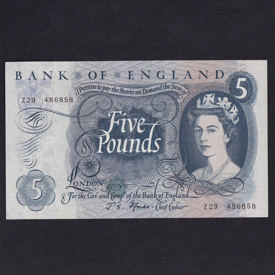 Bank of England (B312) Fforde, £5, Z29, Good EF