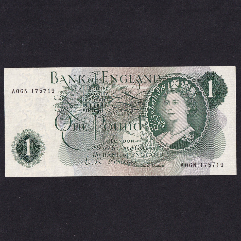 Bank of England (B283) O'Brien, £1, 'R' note, A06N 175719, pressed, Good Fine