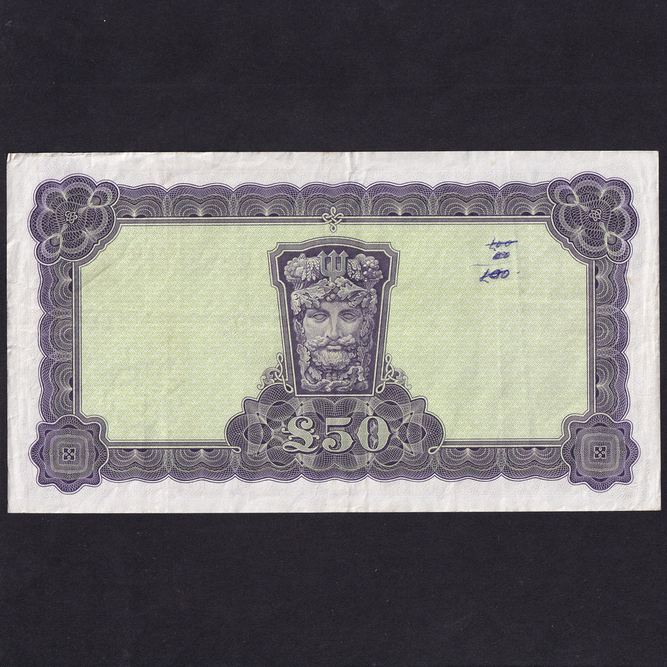 Ireland (P68a) £50, 6th September 1968, last date of signature, 02Y 014083, PMI LTN52a, VF but biro marks reverse