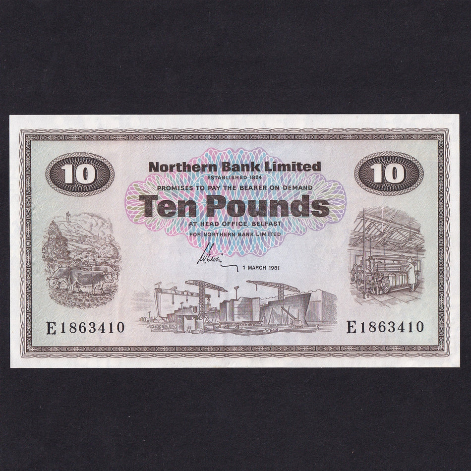 Northern Ireland (P189d) Northern Bank, £10, 1981, Ervin signature, Good VF