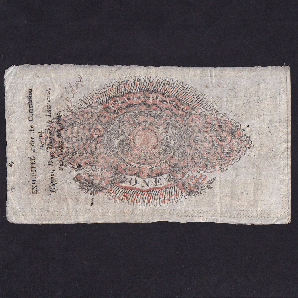 Provincial - Llanelly Bank, Carmarthenshire, £1, 1824, no.388, for Haynes, Day etc., Outing 1266b, pinholes, A/VF