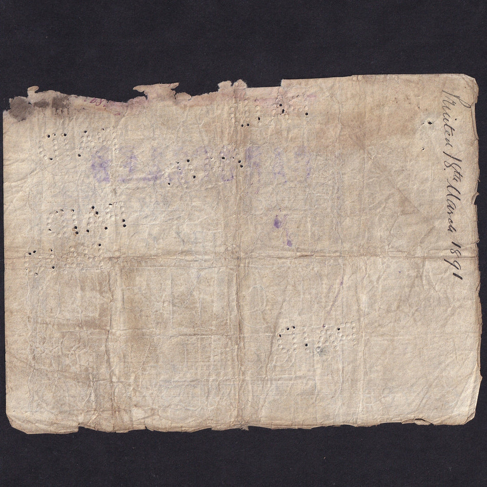 Scotland (P81as) Bank of Scotland, £1 cancelled for use as specimen, 10th November 1890, Stormouth Darling, no20F 5368, PMS BA89s, Poor
