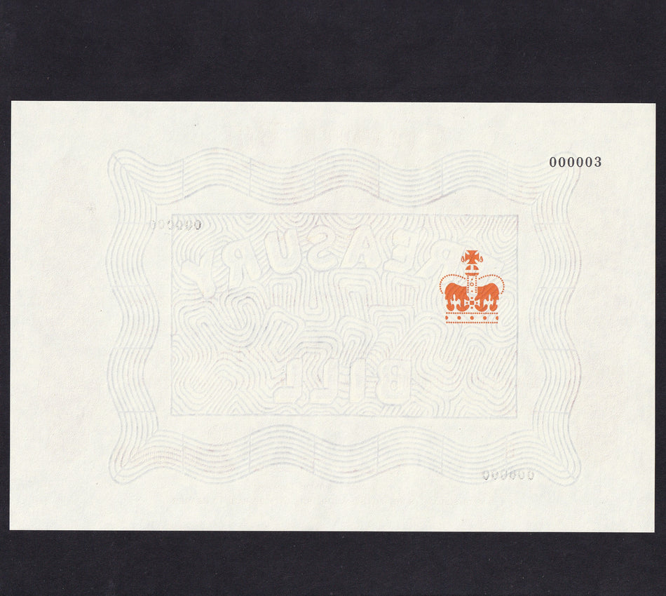 Treasury Bill £100,000 Specimen, 1998-2002, K000000, Turnbull signature, UNC