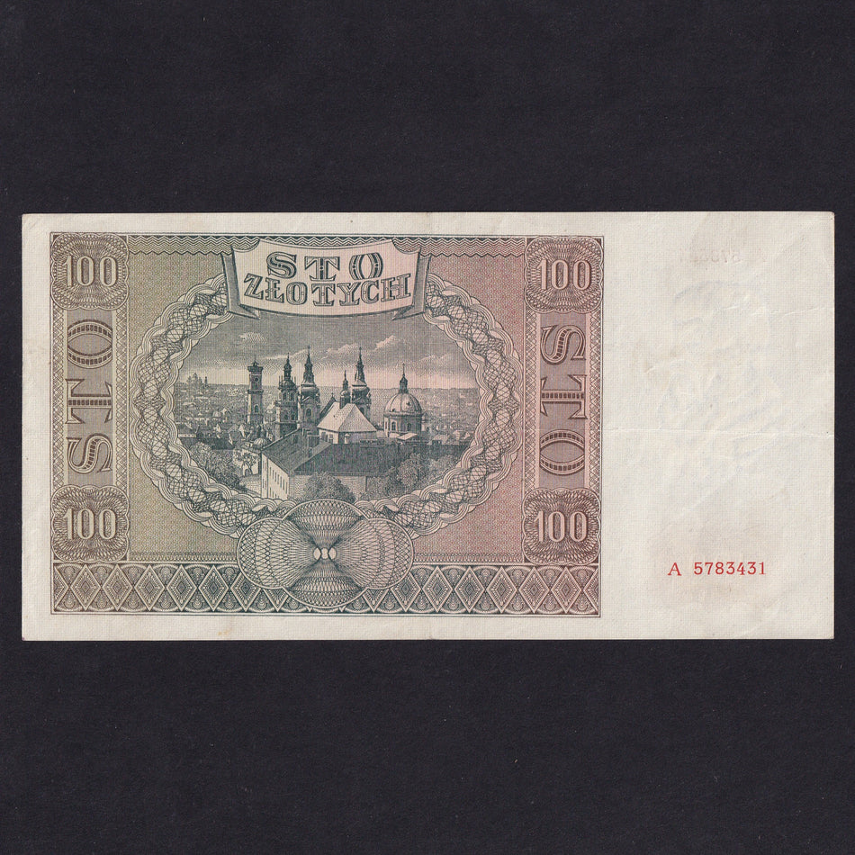 Poland (P103a) 100 Zlotych, 1941, Fine/VF