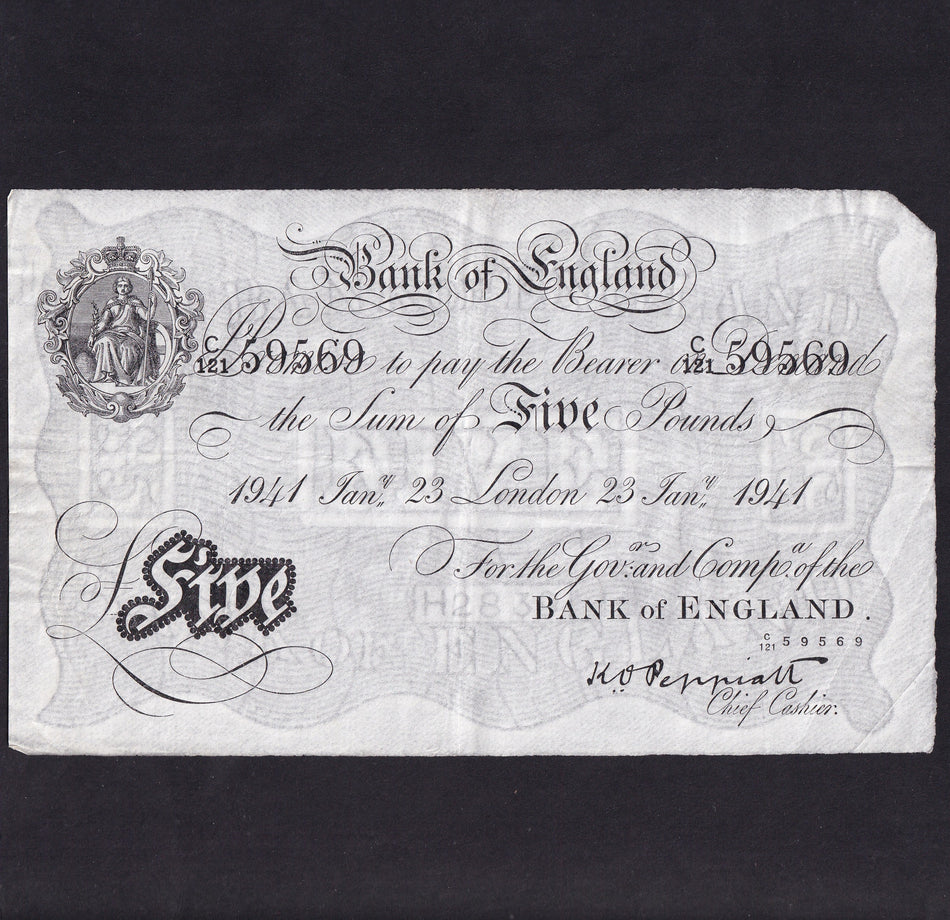 Bank of England (B241) Peppiatt, £5, 23rd January 1941, C121 59569, VF