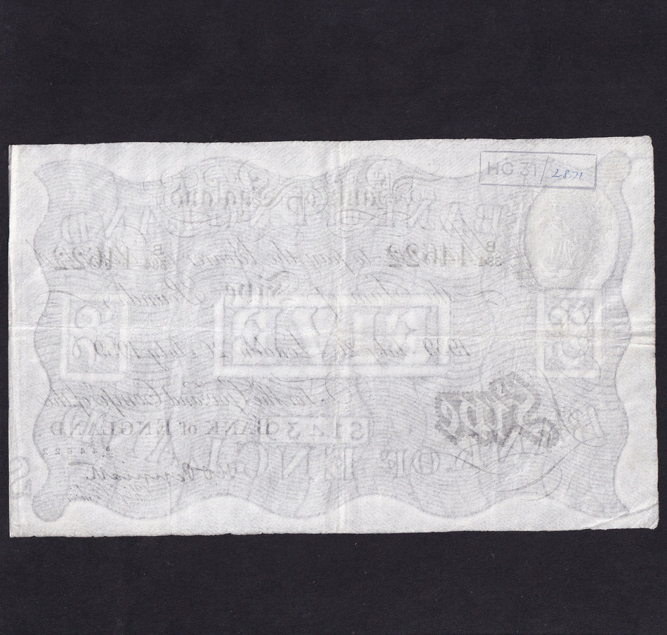 Bank of England (B241) Peppiatt, £5, 20th July 1939, B384 44622, VF