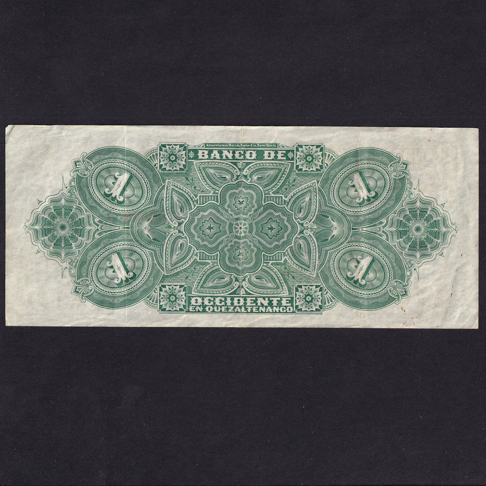 Guatemala (PS173c) Banco De Occidente, 1 Peso, 1st August 1914, no.1193008, Good Fine