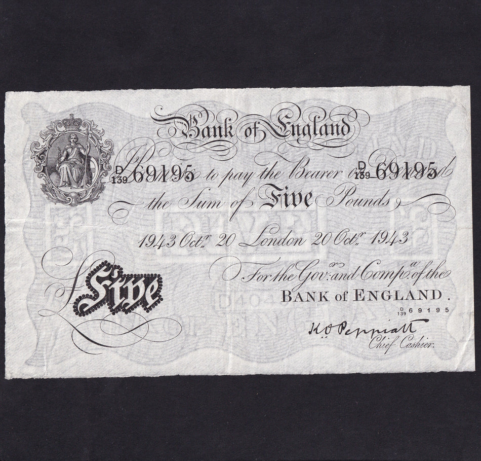 Bank of England (B241) Peppiatt, £5, 20th October 1943, D139 69195, VF