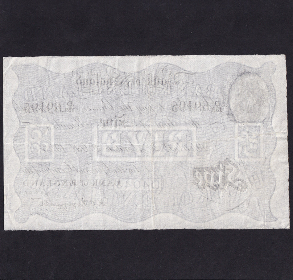 Bank of England (B241) Peppiatt, £5, 20th October 1943, D139 69195, VF