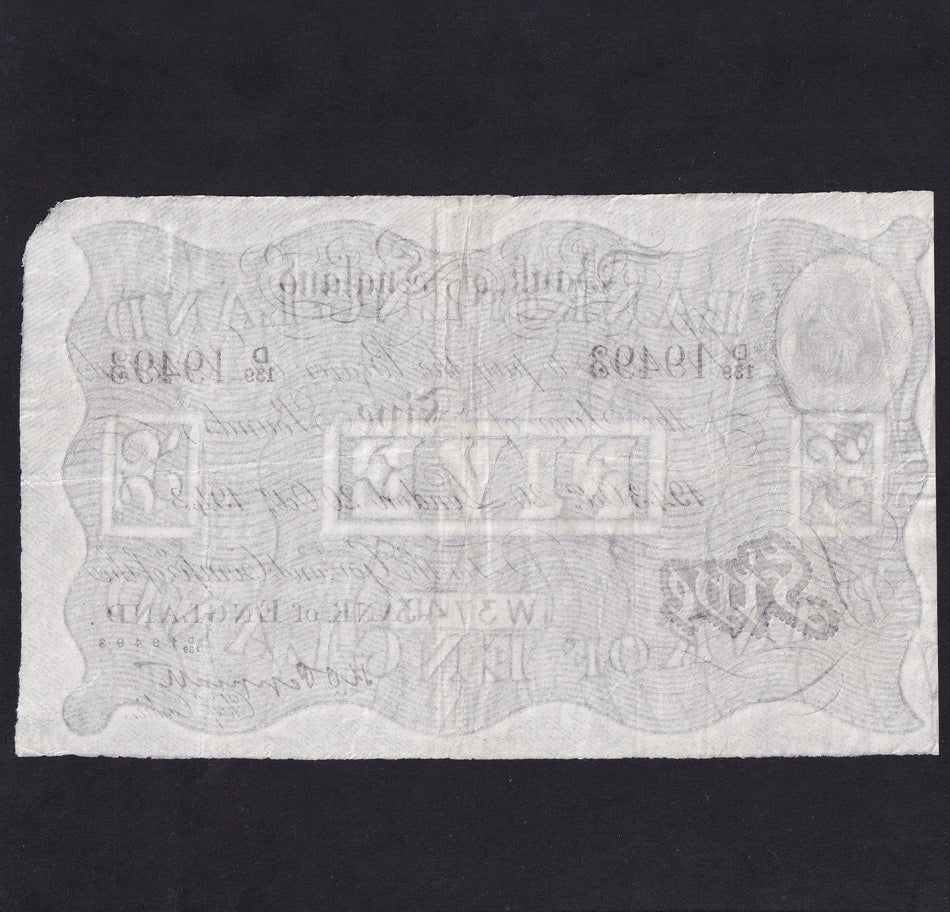Bank of England (B241) Peppiatt, £5, 20th October 1943, D139 19493, VF